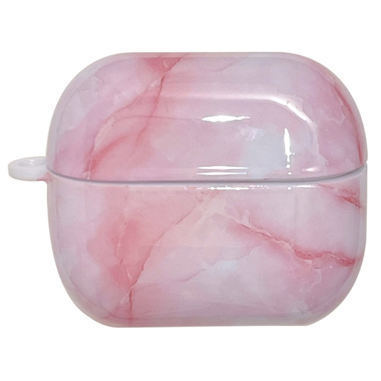 For Samsung Galaxy Buds3 / Buds3 Pro Marble Texture Glossy PC Earphone Protective Case(Pink White) - Samsung Earphone Case by PMC Jewellery | Online Shopping South Africa | PMC Jewellery | Buy Now Pay Later Mobicred