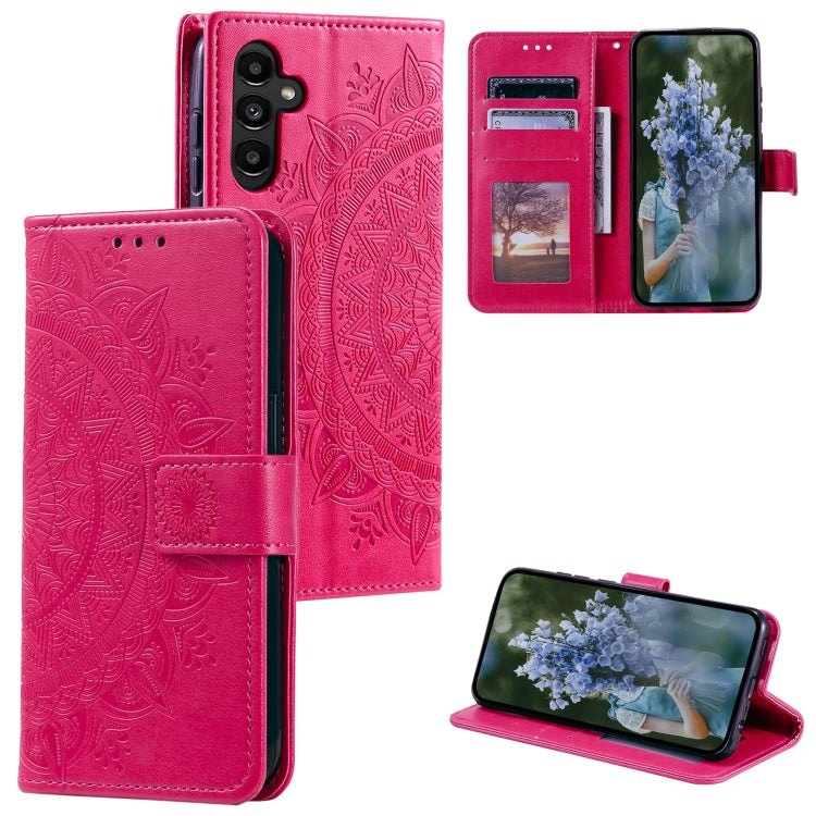 For Samsung Galaxy S25 5G Totem Flower Embossed Leather Phone Case(Red) - Galaxy S25 5G Cases by PMC TechLife | Online Shopping South Africa | PMC TechLife | Buy Now Pay Later Mobicred