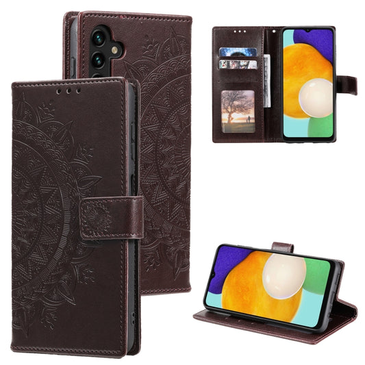 For Samsung Galaxy S25 5G Totem Flower Embossed Leather Phone Case(Brown) - Galaxy S25 5G Cases by PMC Jewellery | Online Shopping South Africa | PMC Jewellery | Buy Now Pay Later Mobicred