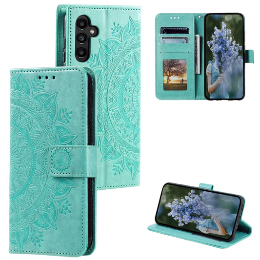 For Samsung Galaxy S25+ 5G Totem Flower Embossed Leather Phone Case(Green) - Galaxy S25+ 5G Cases by PMC Jewellery | Online Shopping South Africa | PMC Jewellery | Buy Now Pay Later Mobicred