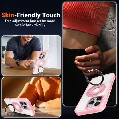 For iPhone 16 Plus Skin Feel Matte 360 Degree Rotating Silicone Ring Holder Phone Case(Pink) - iPhone 16 Plus Cases by PMC Jewellery | Online Shopping South Africa | PMC Jewellery | Buy Now Pay Later Mobicred