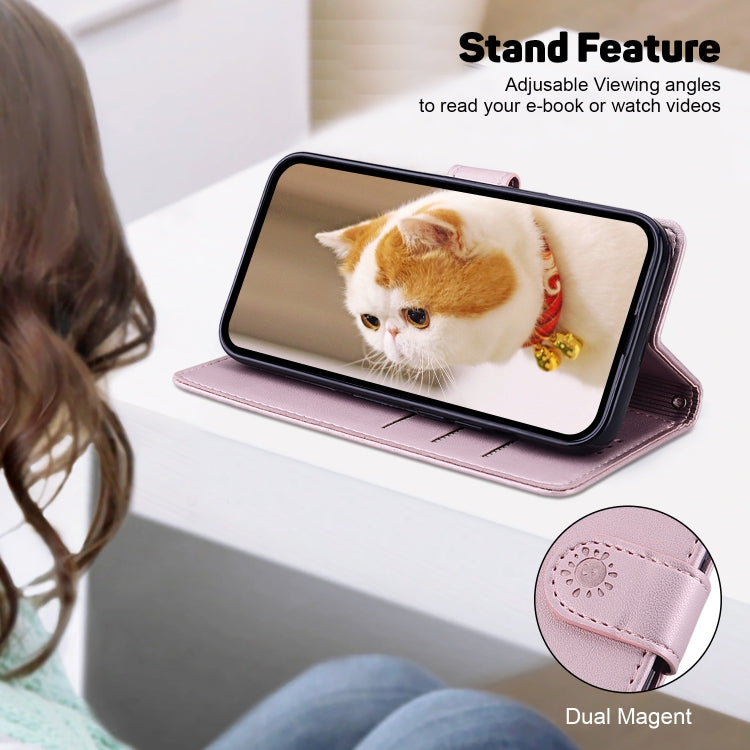 For iPhone 16e Cute Cats RFID Leather Phone Case(Rose Gold) - iPhone 16e Cases by PMC TechLife | Online Shopping South Africa | PMC TechLife | Buy Now Pay Later Mobicred