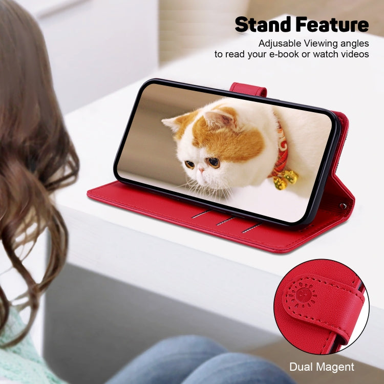 For Samsung Galaxy S25 5G Cute Cats RFID Leather Phone Case(Red) - Galaxy S25 5G Cases by PMC Jewellery | Online Shopping South Africa | PMC Jewellery | Buy Now Pay Later Mobicred