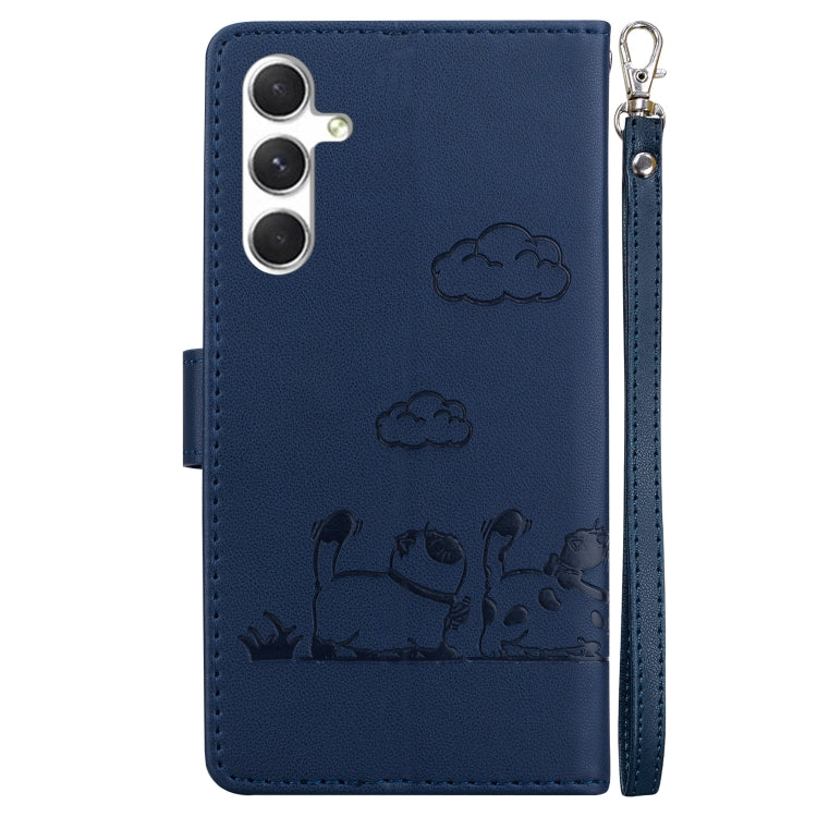 For Samsung Galaxy S25+ 5G Cute Cats RFID Leather Phone Case(Blue) - Galaxy S25+ 5G Cases by PMC Jewellery | Online Shopping South Africa | PMC Jewellery | Buy Now Pay Later Mobicred