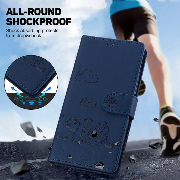 For Samsung Galaxy S25+ 5G Cute Cats RFID Leather Phone Case(Blue) - Galaxy S25+ 5G Cases by PMC Jewellery | Online Shopping South Africa | PMC Jewellery | Buy Now Pay Later Mobicred