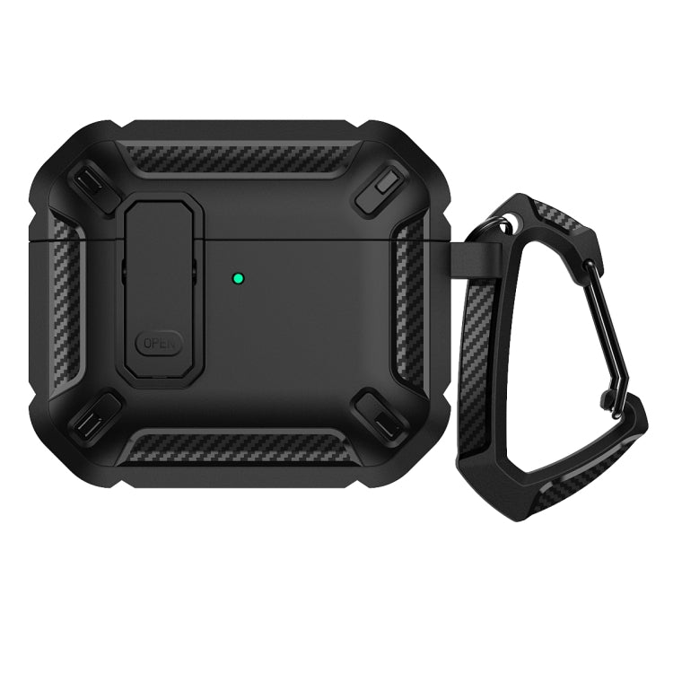 For AirPods 4 Shield Shockproof Earphone Protective Case with Hook(Black) - For AirPods 4 by PMC Jewellery | Online Shopping South Africa | PMC Jewellery | Buy Now Pay Later Mobicred