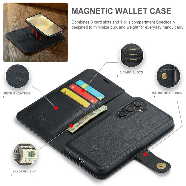 For Samsung Galaxy S24 FE 5G DG.MING Crazy Horse Texture Detachable Magnetic Leather Case(Black) - Galaxy S24 FE 5G Cases by DG.MING | Online Shopping South Africa | PMC Jewellery | Buy Now Pay Later Mobicred