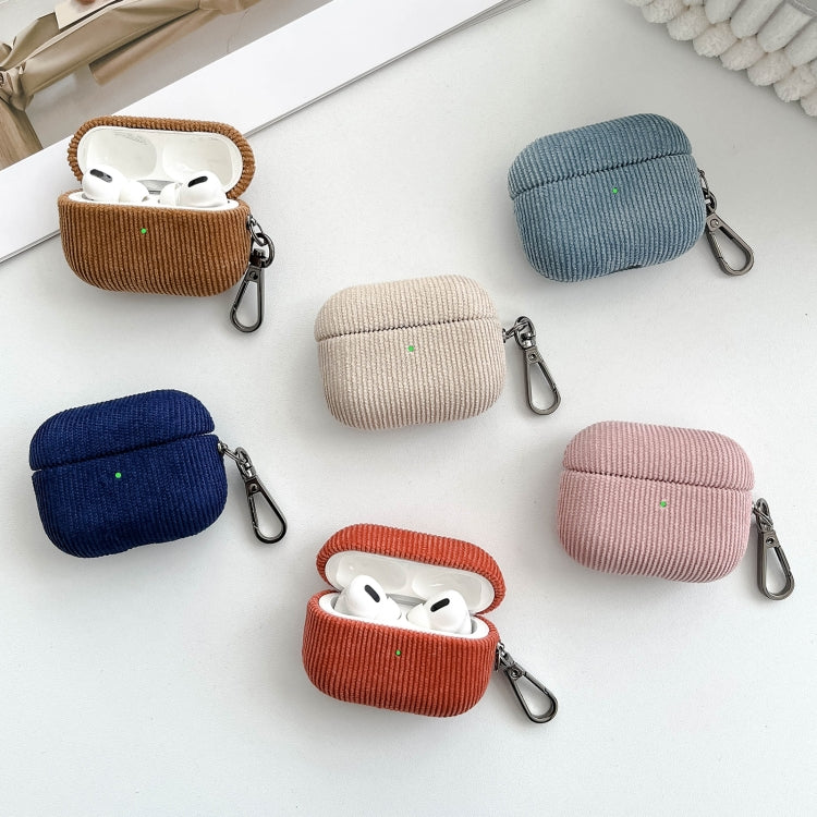 For AirPods Pro Corduroy Cloth Pattern Earphone Protective Case(Orange) - For AirPods Pro by PMC Jewellery | Online Shopping South Africa | PMC Jewellery | Buy Now Pay Later Mobicred