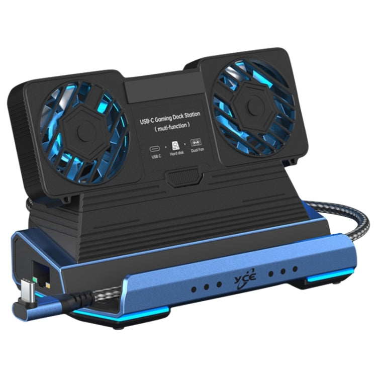 YCE-V279 10 in 1 USB-C Gaming Dock Station Hard Disk Enclosure with Detachable Fan(Blue Black) - Other Accessories by PMC Jewellery | Online Shopping South Africa | PMC Jewellery | Buy Now Pay Later Mobicred