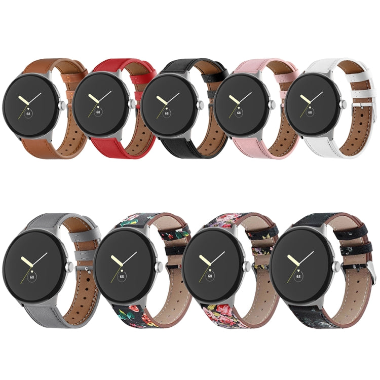 For Google Pixel Watch 3 45mm Round Tail Genuine Leather Watch Band(Pink) - Watch Bands by PMc TechLife | Online Shopping South Africa | PMc TechLife | Buy Now Pay Later Mobicred