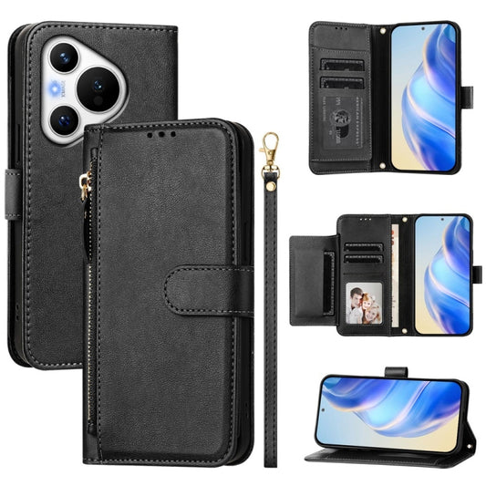 For Huawei Pura 70 Multi-Card Slots Zipper Wallet Leather Phone Case(Black) - Huawei Cases by PMC Jewellery | Online Shopping South Africa | PMC Jewellery | Buy Now Pay Later Mobicred