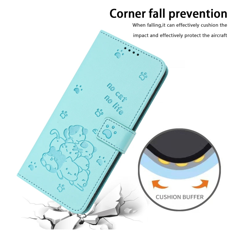 For Tecno Spark Go 2024 4G Embossed Kitten Phone Leather Case with Lanyard(Mint Green) - free shipping - PMC Jewellery - Order now!