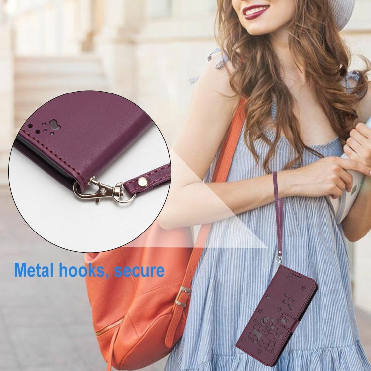 For Tecno Spark Go 2024 4G Embossed Kitten Phone Leather Case with Lanyard(Wine Red) - Tecno Cases by PMC Jewellery | Online Shopping South Africa | PMC Jewellery | Buy Now Pay Later Mobicred