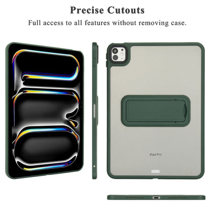 For iPad Pro 11 2022 / 2021 / 2020 Skin Feel Holder PC Hybrid TPU Tablet Case(Dark Green) - iPad Pro 11 (2022/2021) Cases by PMC Jewellery | Online Shopping South Africa | PMC Jewellery | Buy Now Pay Later Mobicred