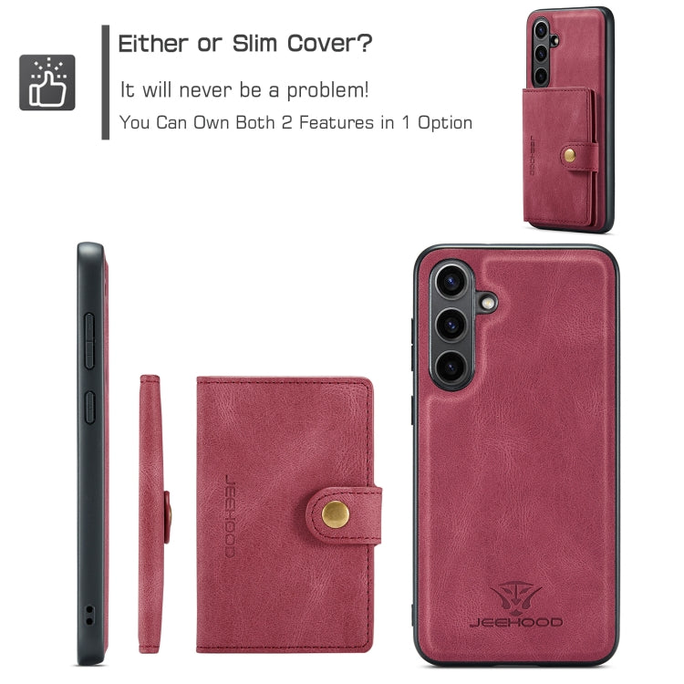 For Samsung Galaxy S24 FE 5G JEEHOOD J01 Retro Magnetic Detachable Wallet Phone Case(Red) - Galaxy S24 FE 5G Cases by JEEHOOD | Online Shopping South Africa | PMC Jewellery | Buy Now Pay Later Mobicred