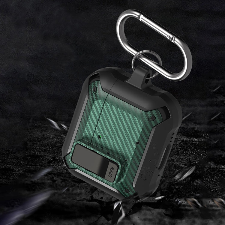 For AirPods 4 Bumblebee Carbon Fiber Shockproof Protective Case with Switch(White) - For AirPods 4 by PMC Jewellery | Online Shopping South Africa | PMC Jewellery | Buy Now Pay Later Mobicred