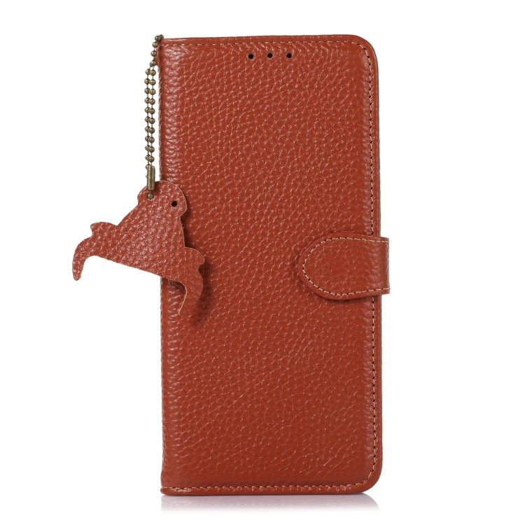 For Honor X9c Genuine Leather Litchi Texture RFID Leather Phone Case(Coffee) - Honor Cases by PMC TechLife | Online Shopping South Africa | PMC TechLife | Buy Now Pay Later Mobicred