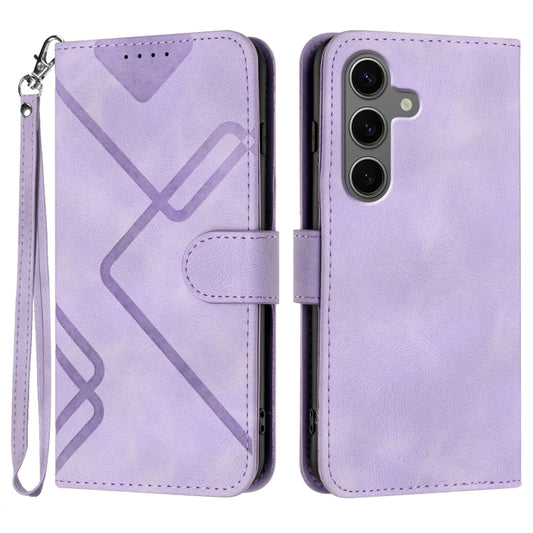 For Samsung Galaxy S25+ 5G Line Pattern Skin Feel Leather Phone Case(Light Purple) - Galaxy S25+ 5G Cases by PMC Jewellery | Online Shopping South Africa | PMC Jewellery | Buy Now Pay Later Mobicred