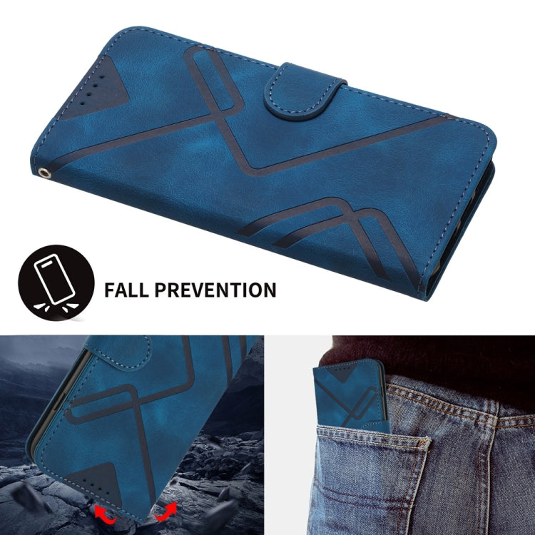 For Samsung Galaxy S25 Ultra 5G Line Pattern Skin Feel Leather Phone Case(Royal Blue) - free shipping - PMC Jewellery - Order now!