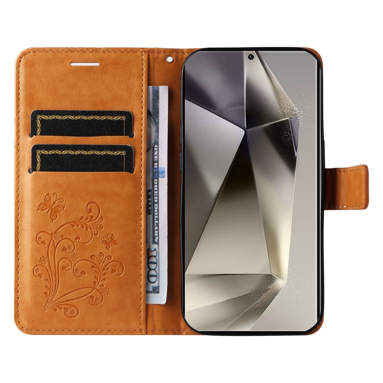 For Samsung Galaxy S25 Ultra 5G 3D Butterfly Embossed Pattern Flip Leather Phone Case(Yellow) - Galaxy S25 Ultra 5G Cases by PMC Jewellery | Online Shopping South Africa | PMC Jewellery | Buy Now Pay Later Mobicred