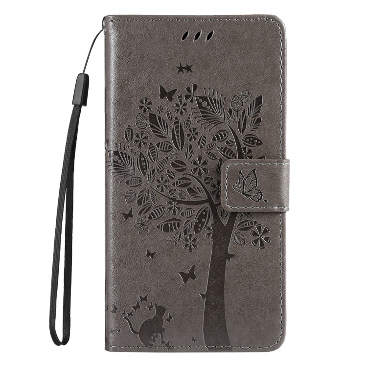 For Samsung Galaxy S25 Ultra 5G Tree & Cat Embossed Pattern Flip Leather Phone Case(Grey) - Galaxy S25 Ultra 5G Cases by PMC Jewellery | Online Shopping South Africa | PMC Jewellery | Buy Now Pay Later Mobicred
