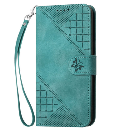 For Samsung Galaxy S25 5G YX0080 Grid Butterfly Embossed Pattern Flip Leather Phone Case with Lanyard(Light Blue) - Galaxy S25 5G Cases by PMC Jewellery | Online Shopping South Africa | PMC Jewellery | Buy Now Pay Later Mobicred