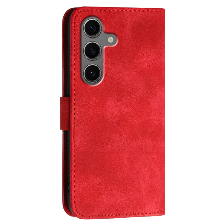 For Samsung Galaxy S25+ 5G YX0080 Grid Butterfly Embossed Pattern Flip Leather Phone Case with Lanyard(Red) - Galaxy S25+ 5G Cases by PMC Jewellery | Online Shopping South Africa | PMC Jewellery | Buy Now Pay Later Mobicred