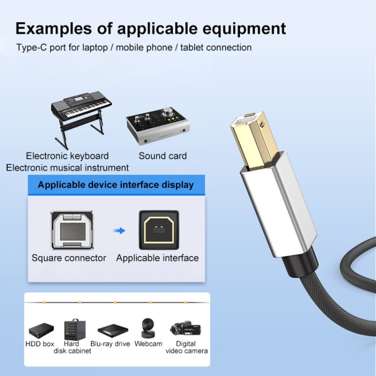 2 in 1 Type-C and USB-A to USB-B MIDI Instruments Printer Cable, Length: 1m, Length:1m(Blue) - Multifunctional Cable by PMC Jewellery | Online Shopping South Africa | PMC Jewellery | Buy Now Pay Later Mobicred
