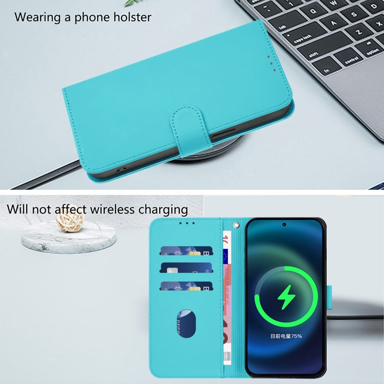 For Ulefone Note 14 Skin Feel Solid Color Leather Phone Case with Lanyard(Lake Blue) - Ulefone Cases by PMC Jewellery | Online Shopping South Africa | PMC Jewellery | Buy Now Pay Later Mobicred