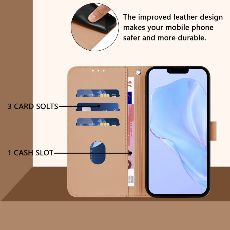 For iPhone 16e Skin Feel Solid Color Leather Phone Case with Lanyard(Nude) - iPhone 16e Cases by PMC TechLife | Online Shopping South Africa | PMC TechLife | Buy Now Pay Later Mobicred