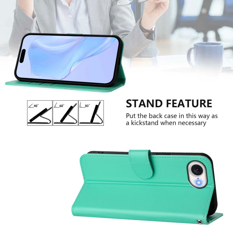 For iPhone 16e Skin Feel Solid Color Leather Phone Case with Lanyard(Green) - free shipping - PMC TechLife - Order now!