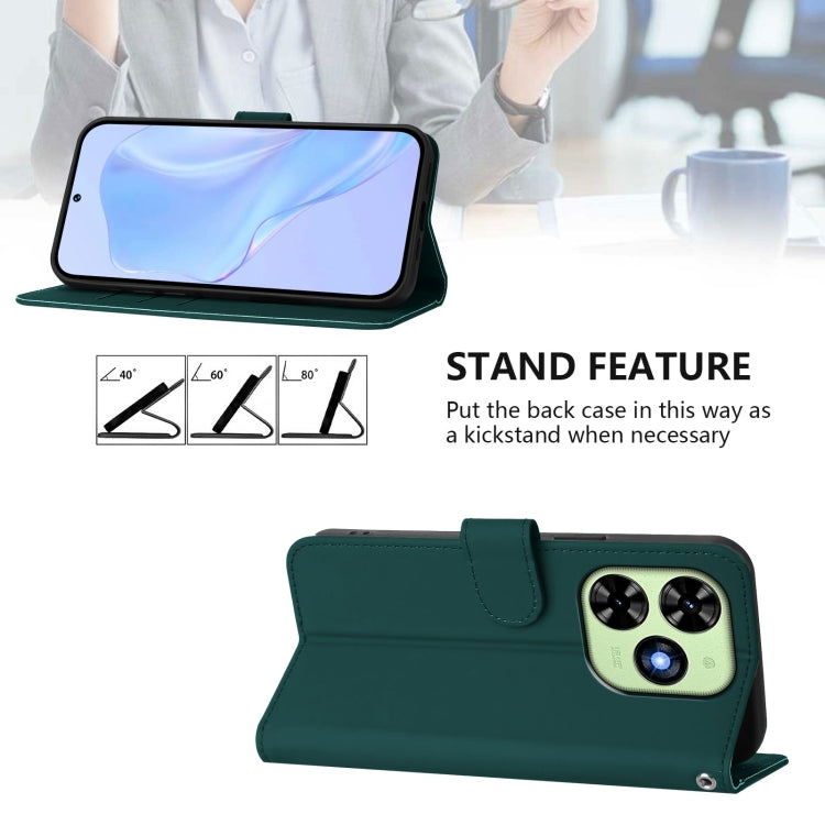 For Tecno Spark Go 2024 4G Skin Feel Solid Color Leather Phone Case with Lanyard(Dark Green) - Tecno Cases by PMC Jewellery | Online Shopping South Africa | PMC Jewellery | Buy Now Pay Later Mobicred