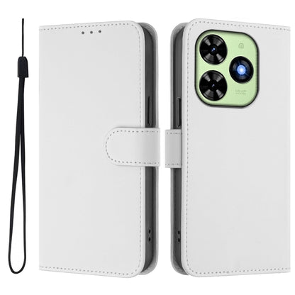 For Tecno Spark Go 2024 4G Skin Feel Solid Color Leather Phone Case with Lanyard(White) - Tecno Cases by PMC Jewellery | Online Shopping South Africa | PMC Jewellery | Buy Now Pay Later Mobicred