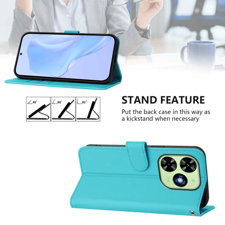 For Tecno Spark Go 2024 4G Skin Feel Solid Color Leather Phone Case with Lanyard(Lake Blue) - Tecno Cases by PMC Jewellery | Online Shopping South Africa | PMC Jewellery | Buy Now Pay Later Mobicred