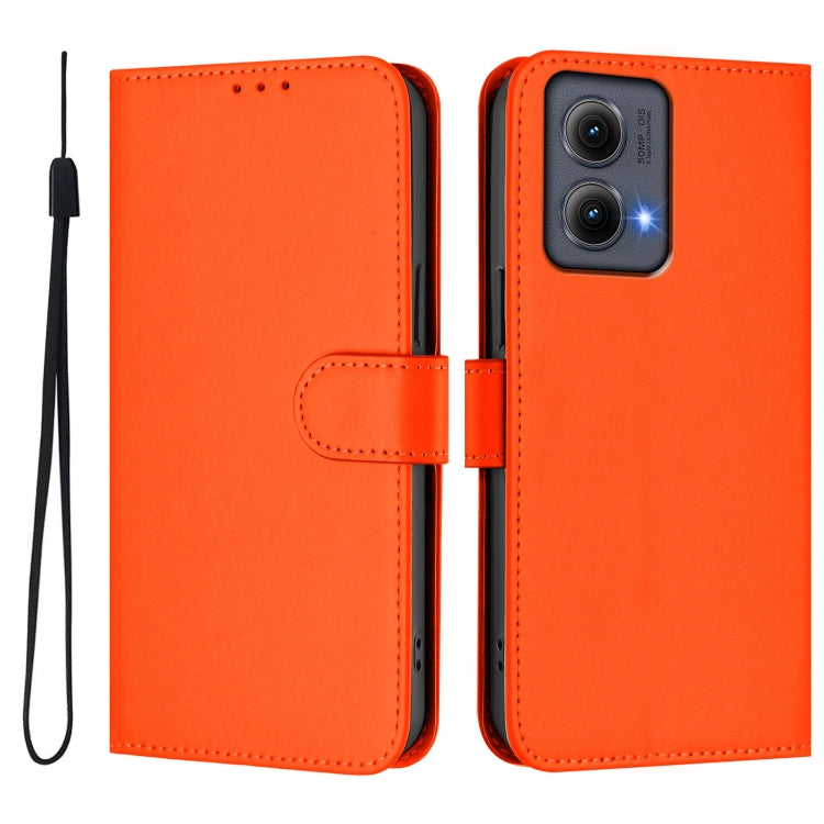 For Motorola Edge 5G 2024 Skin Feel Solid Color Leather Phone Case with Lanyard(Orange) - Motorola Cases by PMC Jewellery | Online Shopping South Africa | PMC Jewellery | Buy Now Pay Later Mobicred