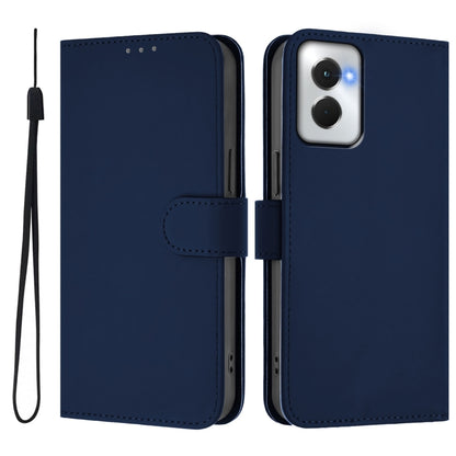 For Motorola Moto G Power 5G 2024 Skin Feel Solid Color Leather Phone Case with Lanyard(Navy Blue) - Motorola Cases by PMC Jewellery | Online Shopping South Africa | PMC Jewellery | Buy Now Pay Later Mobicred