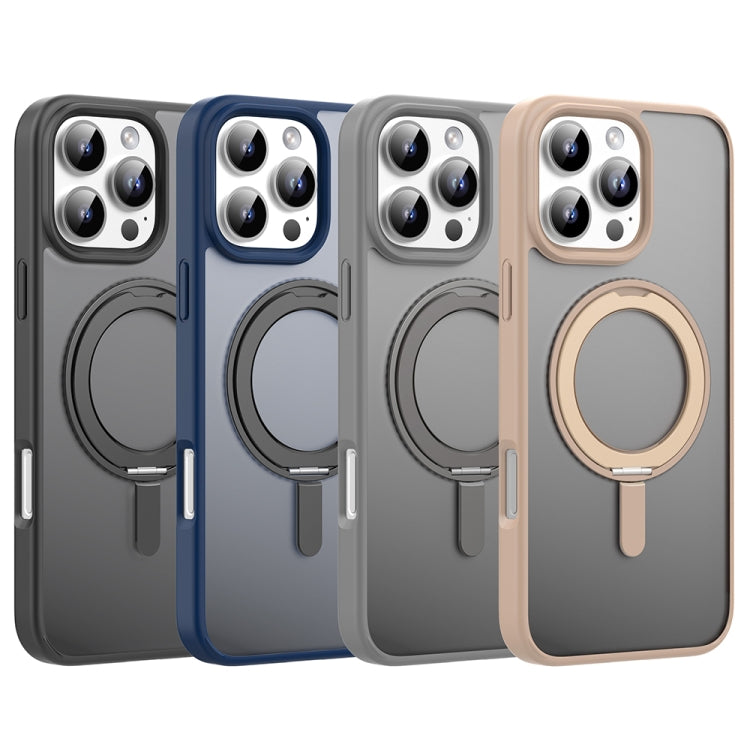 For iPhone 16 Pro Mutural Armor Series MagSafe Magnetic Holder Phone Case(Grey) - iPhone 16 Pro Cases by Mutural | Online Shopping South Africa | PMC Jewellery | Buy Now Pay Later Mobicred