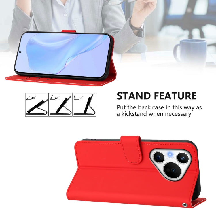 For Huawei Pura 70 Skin Feel Solid Color Leather Phone Case with Lanyard(Red) - Huawei Cases by PMC Jewellery | Online Shopping South Africa | PMC Jewellery | Buy Now Pay Later Mobicred
