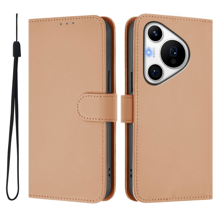 For Huawei Pura 70 Pro / 70 Pro+ Skin Feel Solid Color Leather Phone Case with Lanyard(Nude) - Huawei Cases by PMC Jewellery | Online Shopping South Africa | PMC Jewellery | Buy Now Pay Later Mobicred