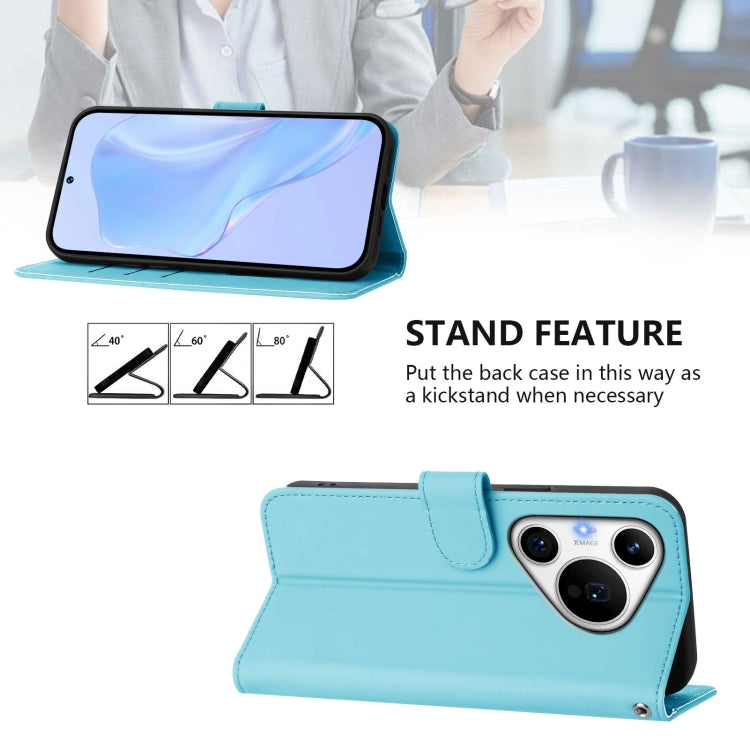 For Huawei Pura 70 Pro / 70 Pro+ Skin Feel Solid Color Leather Phone Case with Lanyard(Sky Blue) - Huawei Cases by PMC Jewellery | Online Shopping South Africa | PMC Jewellery | Buy Now Pay Later Mobicred