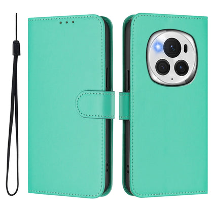 For Honor Magic6 Pro Skin Feel Solid Color Leather Phone Case with Lanyard(Green) - Honor Cases by PMC Jewellery | Online Shopping South Africa | PMC Jewellery | Buy Now Pay Later Mobicred