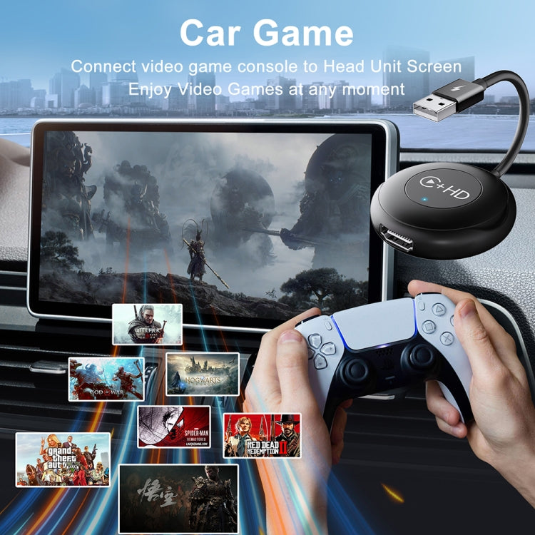USB and HDMI Wired to Wireless CarPlay Auto Adapter, Specification:Round(Carbon Fiber) - free shipping - PMC Jewellery - Order now!