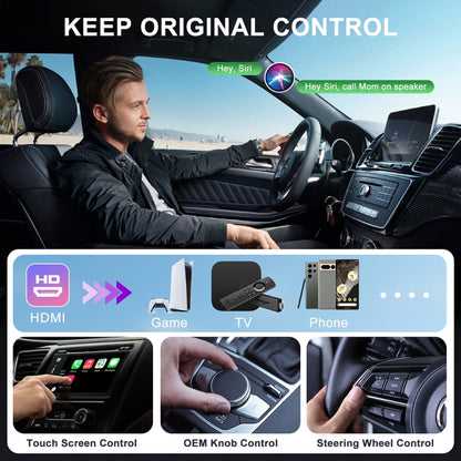 USB and HDMI Wired to Wireless CarPlay Auto Adapter, Specification:Square(Carbon Fiber) - Bluetooth Adapters by PMC Jewellery | Online Shopping South Africa | PMC Jewellery | Buy Now Pay Later Mobicred