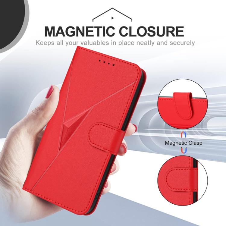 For iPhone 17 Triangle Pattern Buckle Clasp Leather Phone Case(Red) - free shipping - PMc TechLife - Order now!