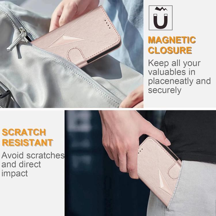 For iPhone 17 Triangle Pattern Buckle Clasp Leather Phone Case(Rose Gold) - free shipping - PMc TechLife - Order now!