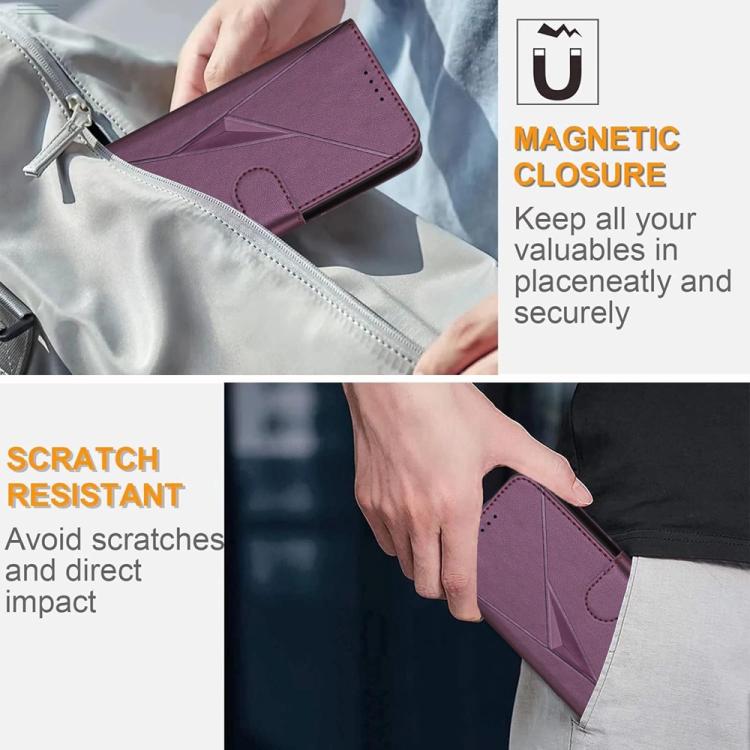 For iPhone 17 Air Triangle Pattern Buckle Clasp Leather Phone Case(Dark Purple) - free shipping - PMc TechLife - Order now!