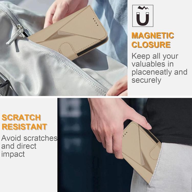 For iPhone 17 Air Triangle Pattern Buckle Clasp Leather Phone Case(Gold) - free shipping - PMc TechLife - Order now!