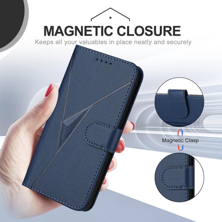 For iPhone 17 Pro Max Triangle Pattern Buckle Clasp Leather Phone Case(Royal Blue) - free shipping - PMc TechLife - Order now!