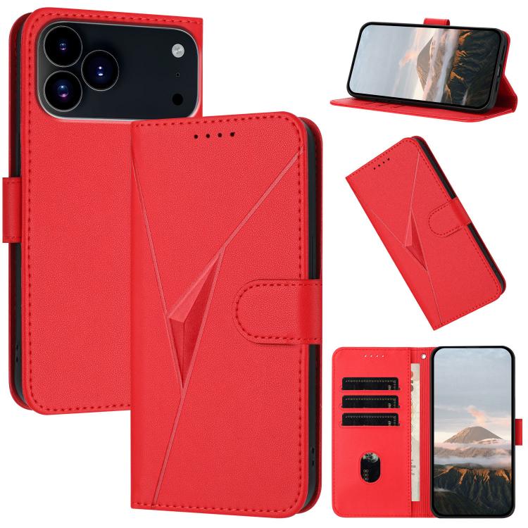 For iPhone 17 Pro Triangle Pattern Buckle Clasp Leather Phone Case(Red) - free shipping - PMc TechLife - Order now!