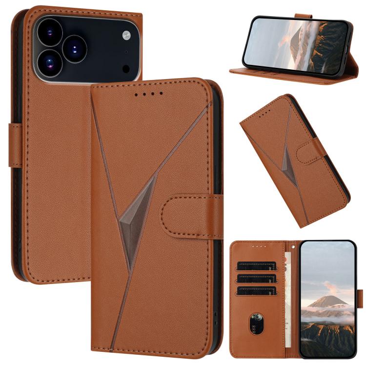 For iPhone 17 Pro Triangle Pattern Buckle Clasp Leather Phone Case(Brown) - free shipping - PMc TechLife - Order now!